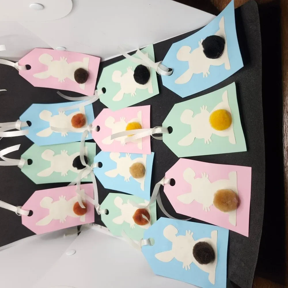 Hand Crafted Pastel 3-D Bunny Gift Tags Thank You Cards Set Of 12
